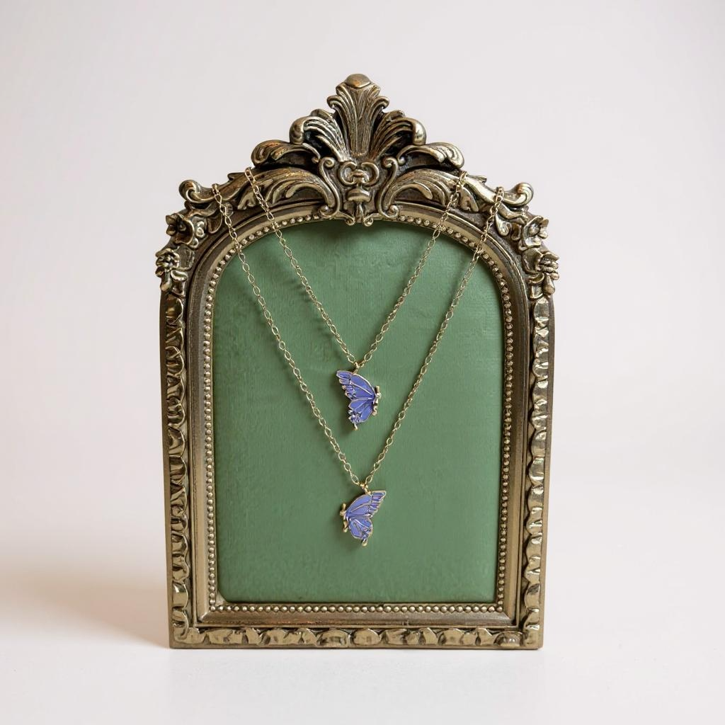 Butterfly Bond Necklace Set – Matching Friendship Pendant (Set of 2, Lavender & Beige Options)