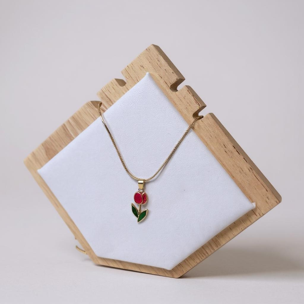 Blossom Bloom Necklace – Pink Flower Pendant on Gold Chain