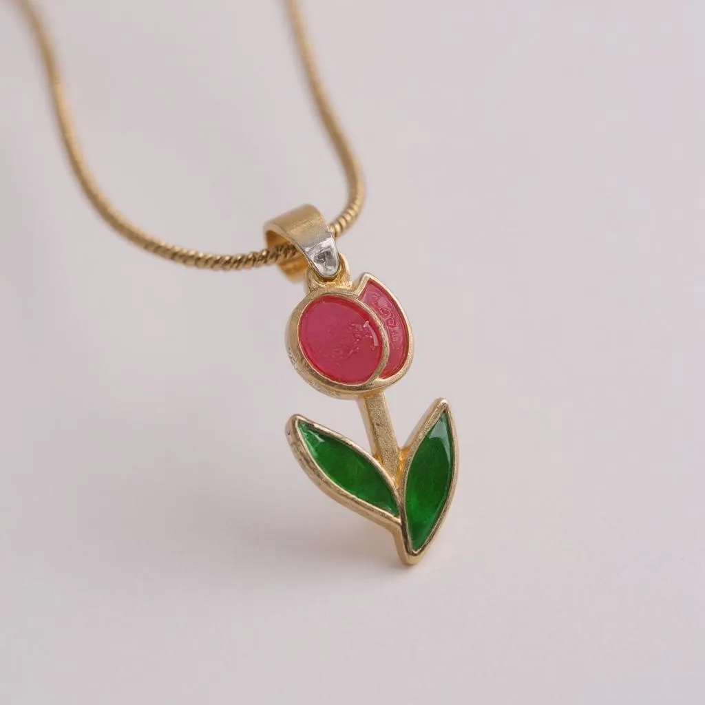 Blossom Bloom Necklace – Pink Flower Pendant on Gold Chain