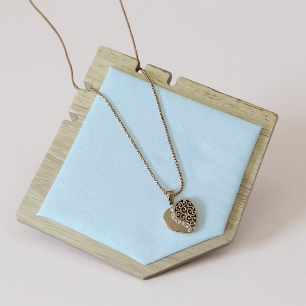 Heart Filigree Pendant Necklace – Silver & Rose Gold Elegance