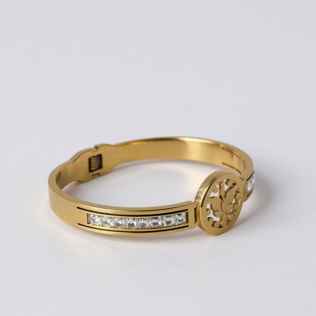 Golden Butterfly Emblem Bangle with Crystal Sides – Glimiora Exclusive