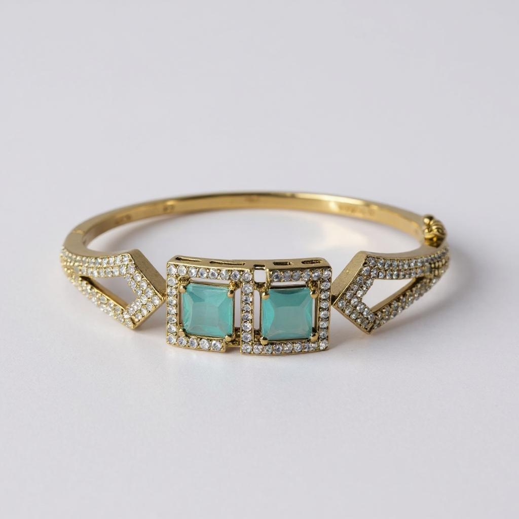 Radiance Gemstone Statement Bracelet – Gold-Plated (Green & Pink Variants)