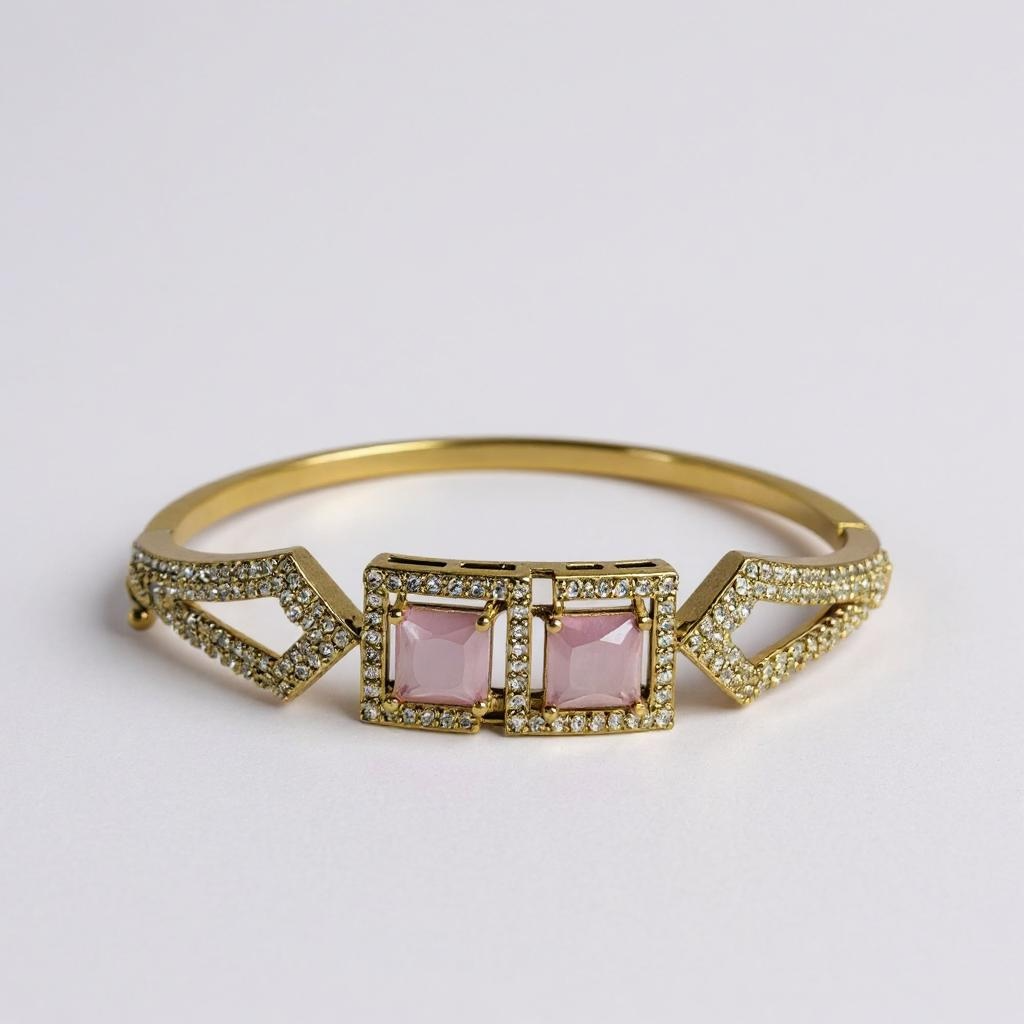 Radiance Gemstone Statement Bracelet – Gold-Plated (Green & Pink Variants)