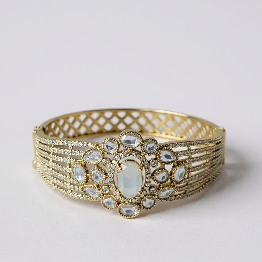 Elara Blossom Bangle – Gold-Plated Luxury Bracelet (White & Purple Variants)