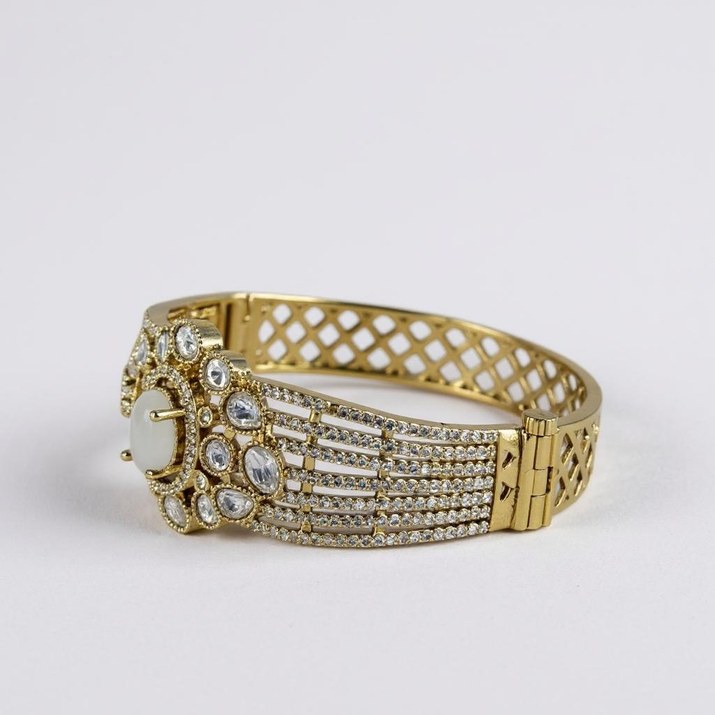 Elara Blossom Bangle – Gold-Plated Luxury Bracelet (White & Purple Variants)