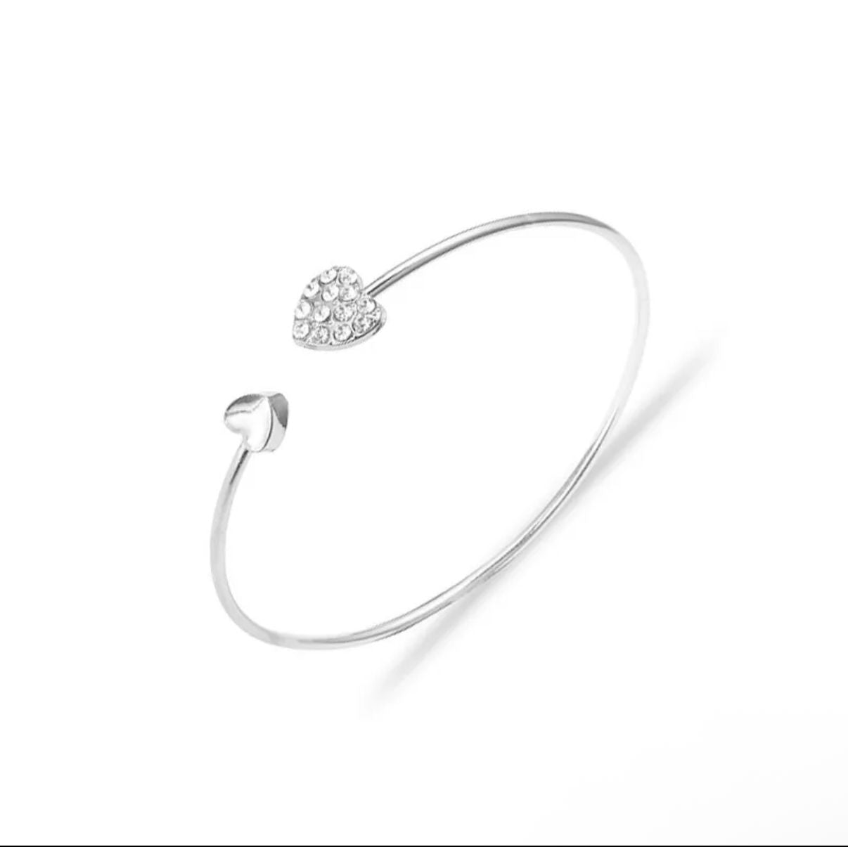 Double Heart Open Cuff Bracelet – Gold & Silver