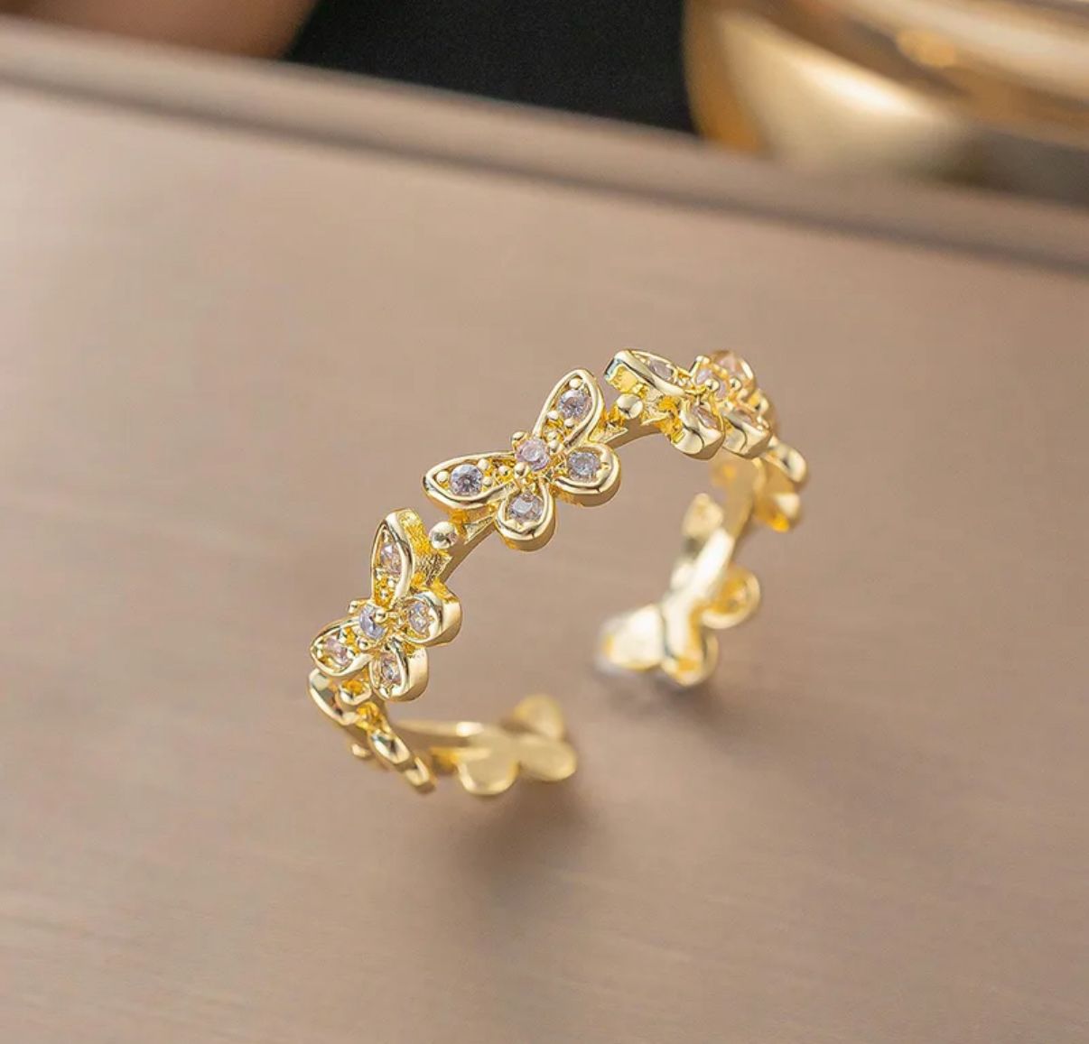 Glimiora Golden Butterfly Ring – Elegance in Flight