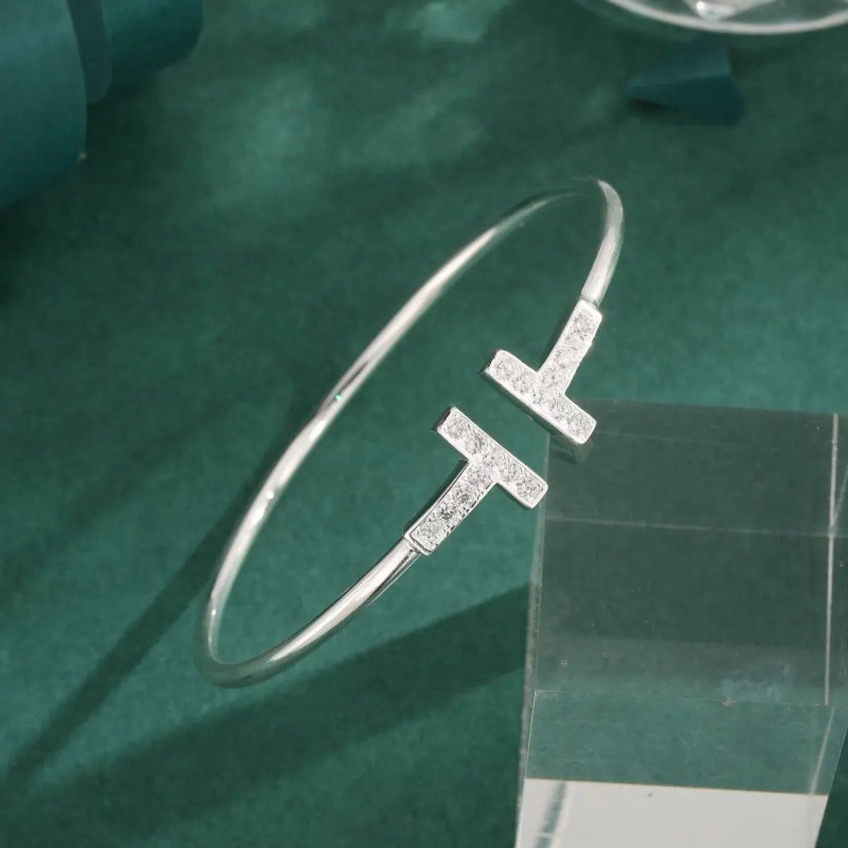 Twin Elegance T-Bar Bracelet (White & Rose Gold)
