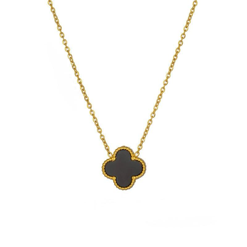 Glimiora Clover Necklace & Earring Set – White & Black Variants