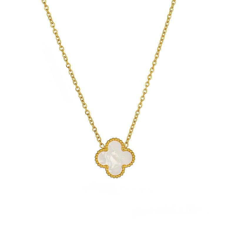 Glimiora Clover Necklace & Earring Set – White & Black Variants