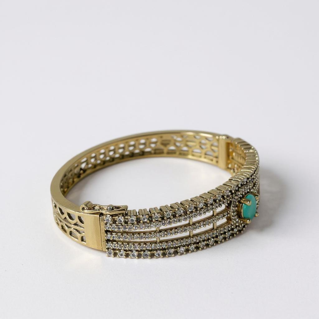 Luxe Gemstone Glow Bangle – Mint Green & Purple