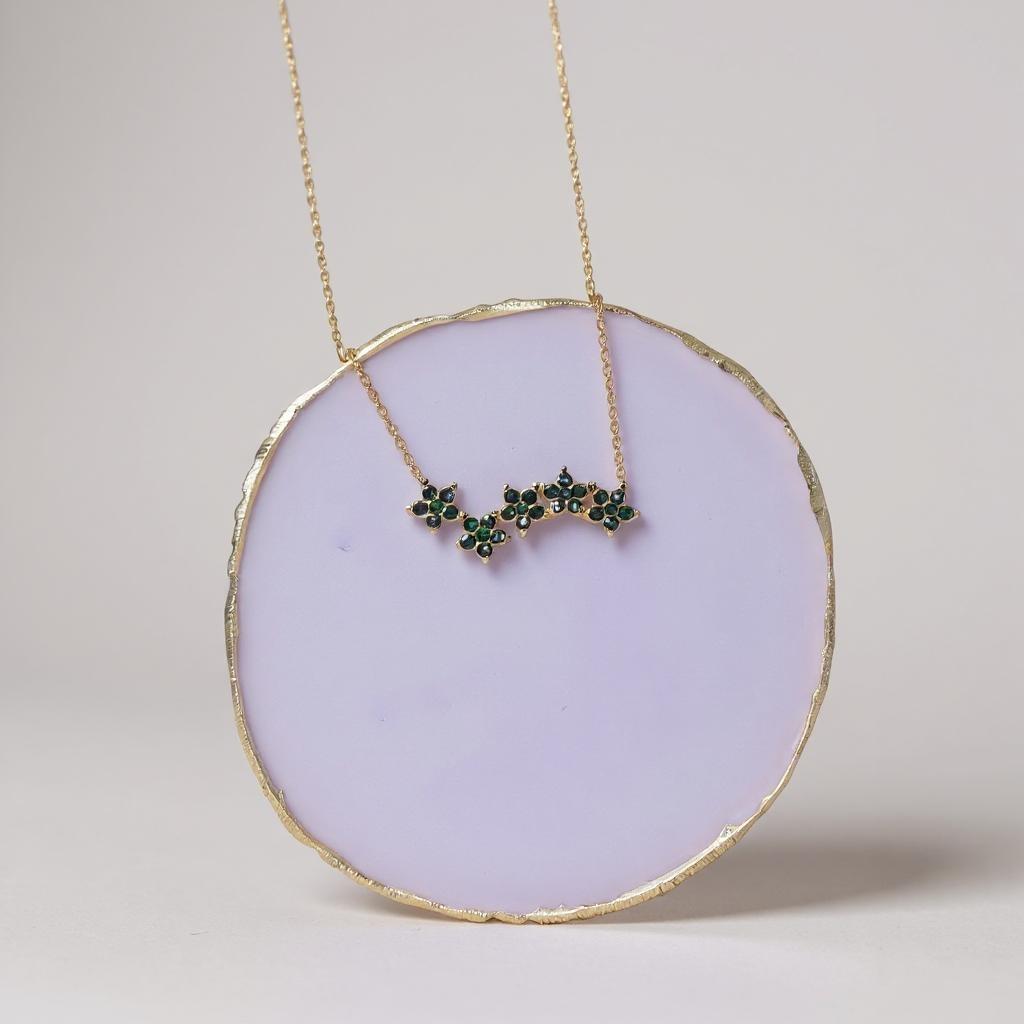 Emerald Blossom Cluster Necklace