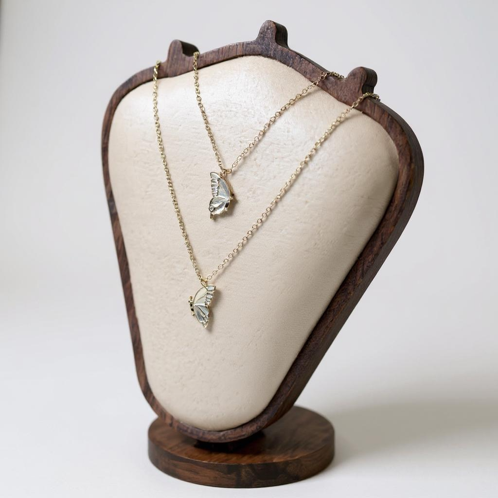 Butterfly Bond Necklace Set – Matching Friendship Pendant (Set of 2, Lavender & Beige Options)