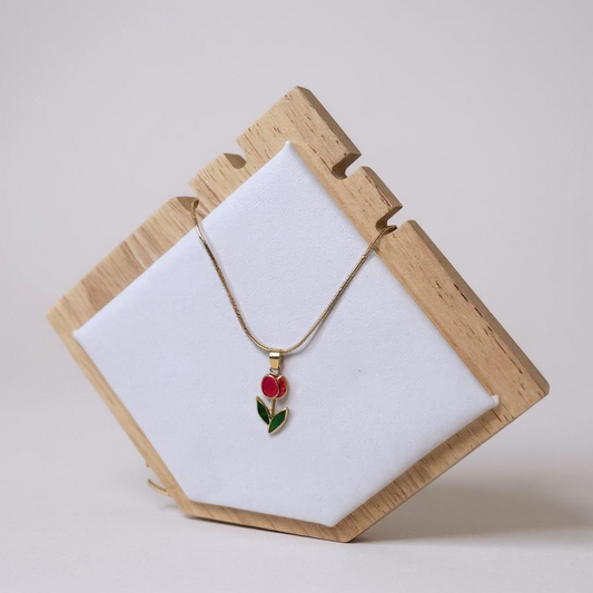 Blossom Bloom Necklace – Pink Flower Pendant on Gold Chain