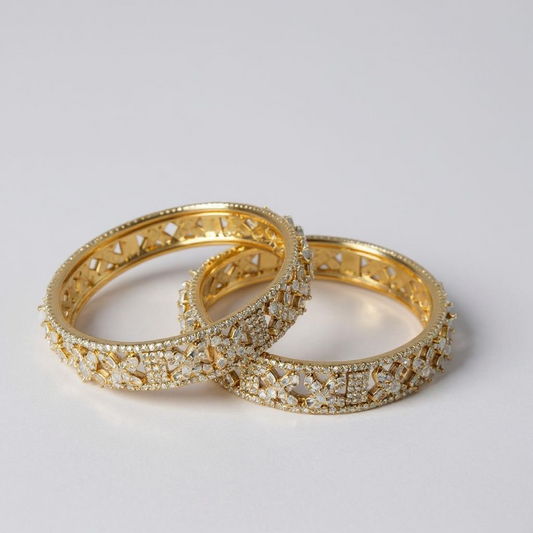 Royal Radiance Gold-Plated Bangles – Glimiora Heritage Edition (Set of 2)