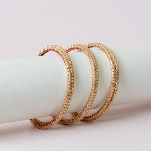 Classic Elegance Gold-Toned Bangles – Glimiora Everyday Sparkle (Set of 3)