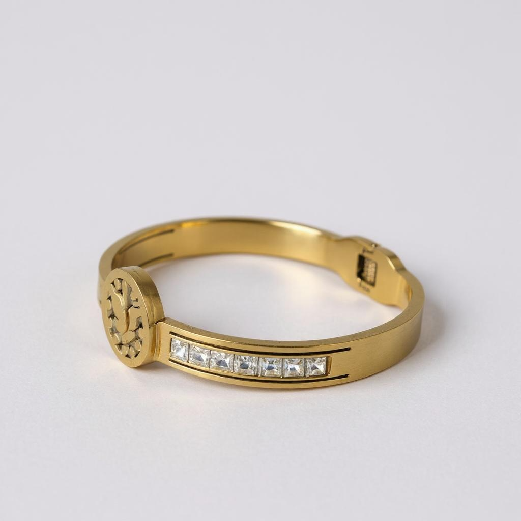 Golden Butterfly Emblem Bangle with Crystal Sides – Glimiora Exclusive