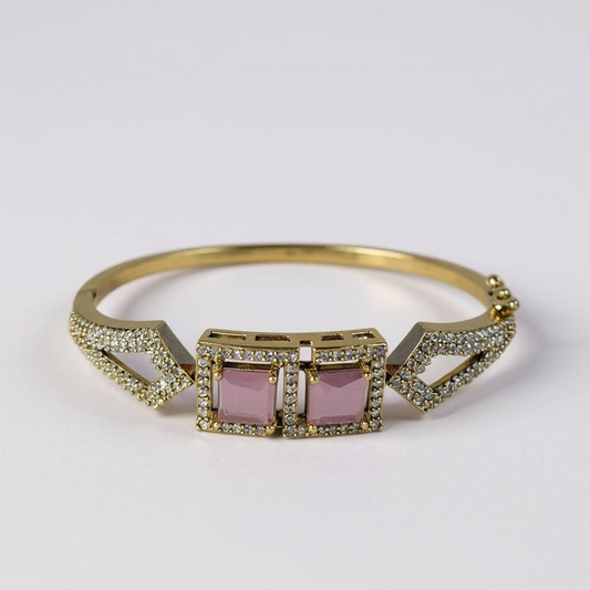 Radiance Gemstone Statement Bracelet – Gold-Plated (Green & Pink Variants)