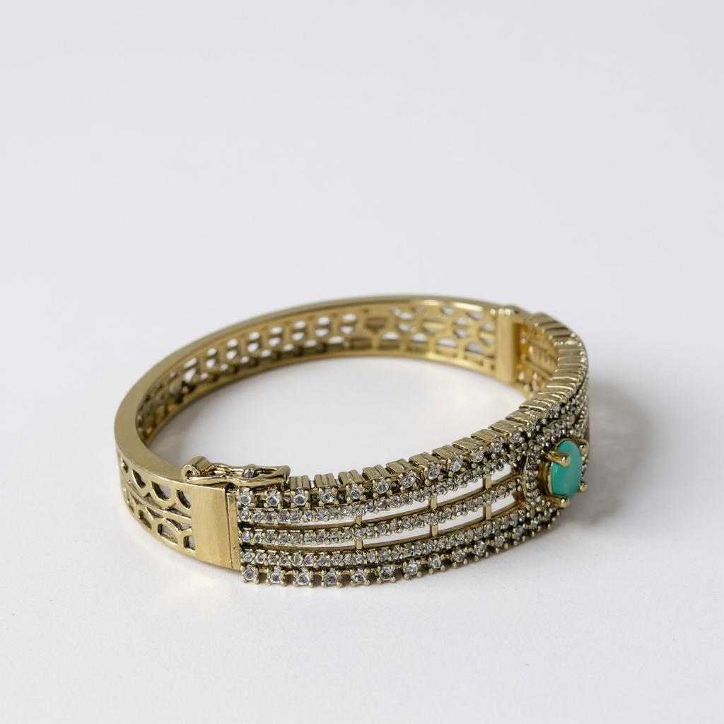Celeste Regal Gemstone Bracelet – Gold-Plated Elegance (Green & Purple Variants)