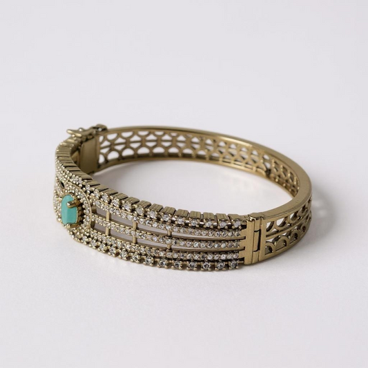 Celeste Regal Gemstone Bracelet – Gold-Plated Elegance (Green & Purple Variants)