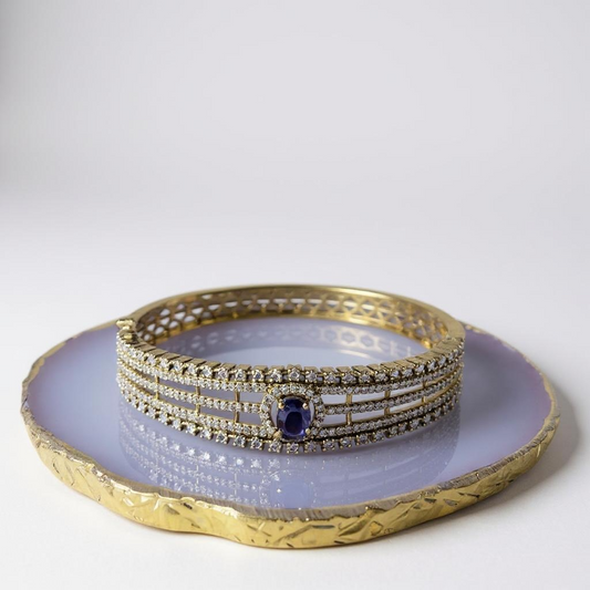 Celeste Regal Gemstone Bracelet – Gold-Plated Elegance (Green & Purple Variants)
