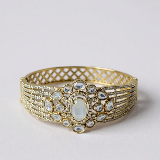 Elara Blossom Bangle – Gold-Plated Luxury Bracelet (White & Purple Variants)