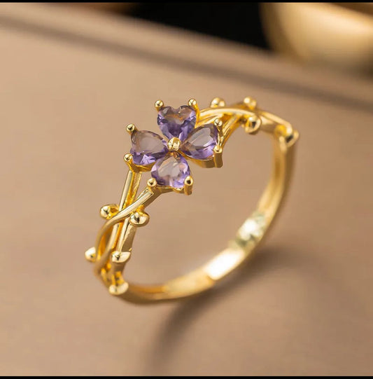 Glimiora Amethyst Blossom Ring – A Touch of Nature’s Elegance