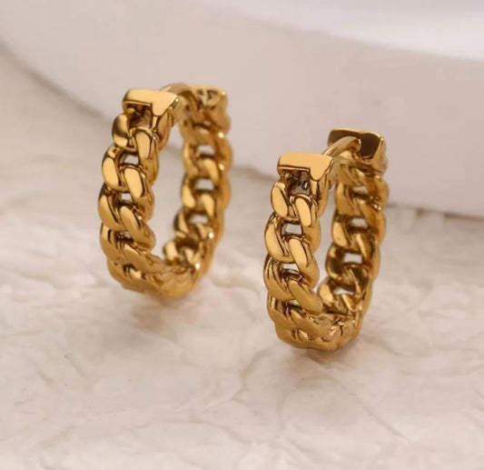Bold Chain Link Gold Hoop Earrings