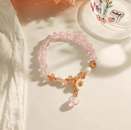 🌷 Blush Blossom Beaded Bracelet