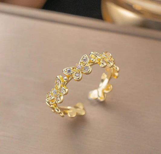 Glimiora Golden Butterfly Ring – Elegance in Flight