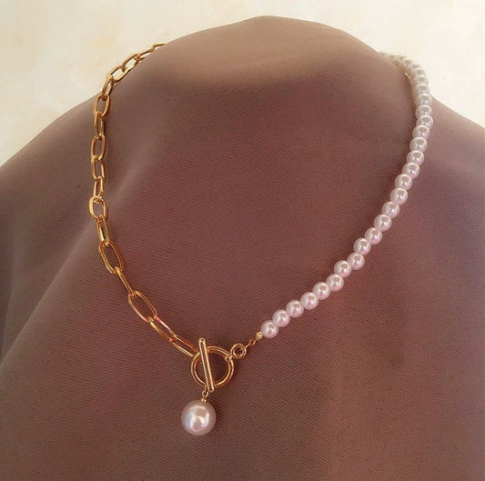 Glimiora Pearl & Gold Chain Bracelet – Modern Elegance
