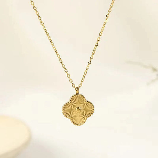 Glimiora Gold Clover Necklace & Earring Set – Timeless Elegance