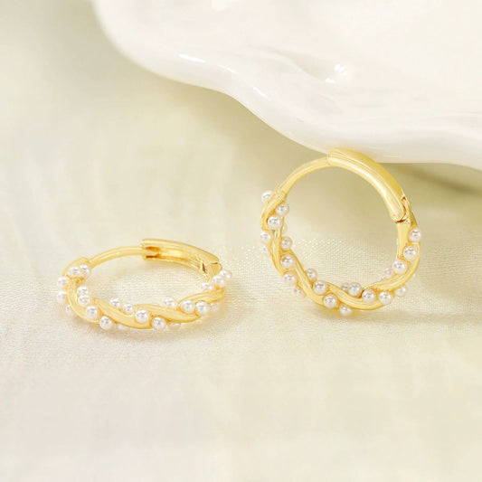 Glimiora Pearl-Kissed Gold Hoop Earrings – Grace with Every Glow