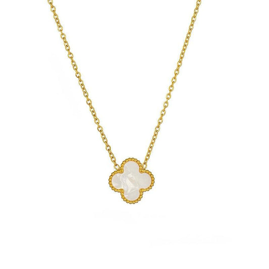 Glimiora Clover Necklace & Earring Set – White & Black Variants
