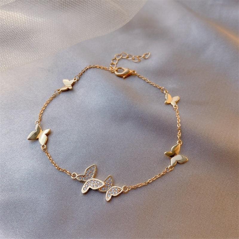 Butterfly Whisper Pavé Bracelet – Gold-Plated