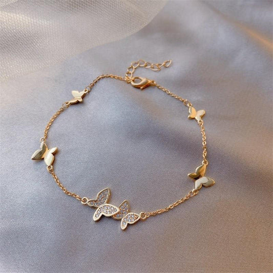 Butterfly Whisper Pavé Bracelet – Gold-Plated