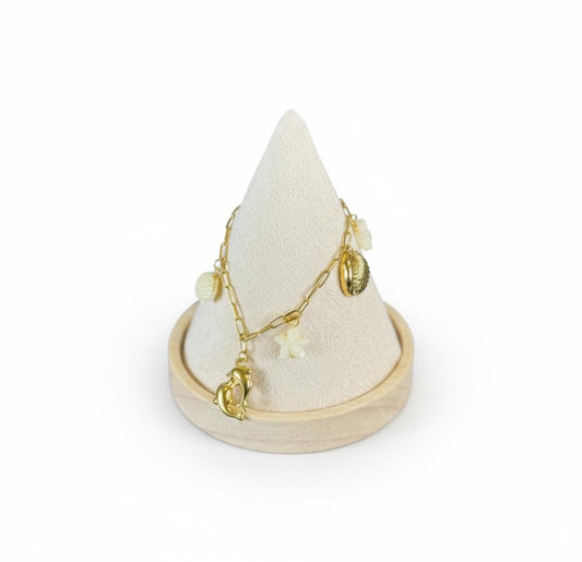 Ocean Charms Turtle Link Bracelet – Gold-Tone (Adjustable)