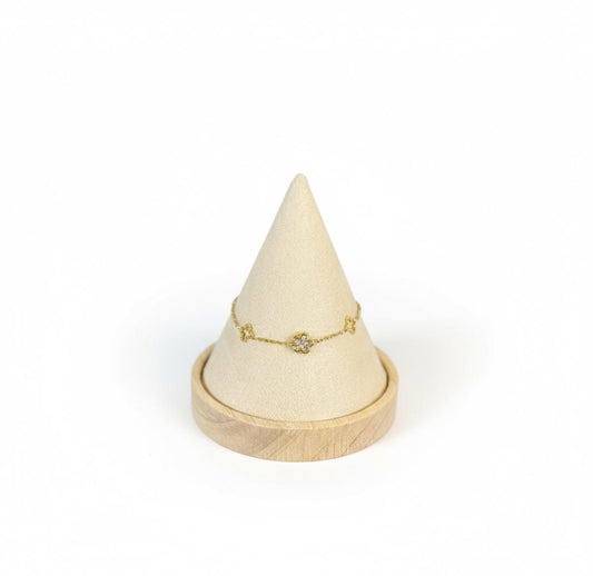 Petite Clover Pavé Station Bracelet – Gold-Tone (Adjustable)